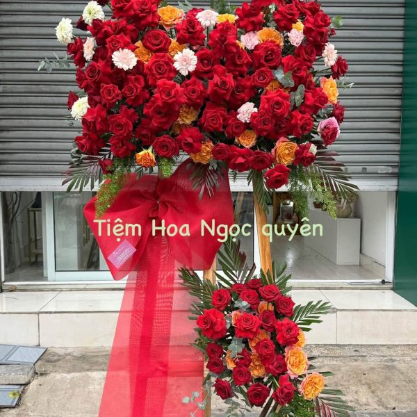 HCM010 Kệ hoa chúc mừng, hoa khai trương tone đỏ